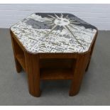 Heal's oak table stamped K.HERMAN with Fornasetti style octagonal top,