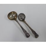 Regency silver Kings pattern sifter and ladle, London 1824, each engraved with 96th Regiment of Foot