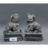 Pair of soapstone temple lions, 15cm (2)