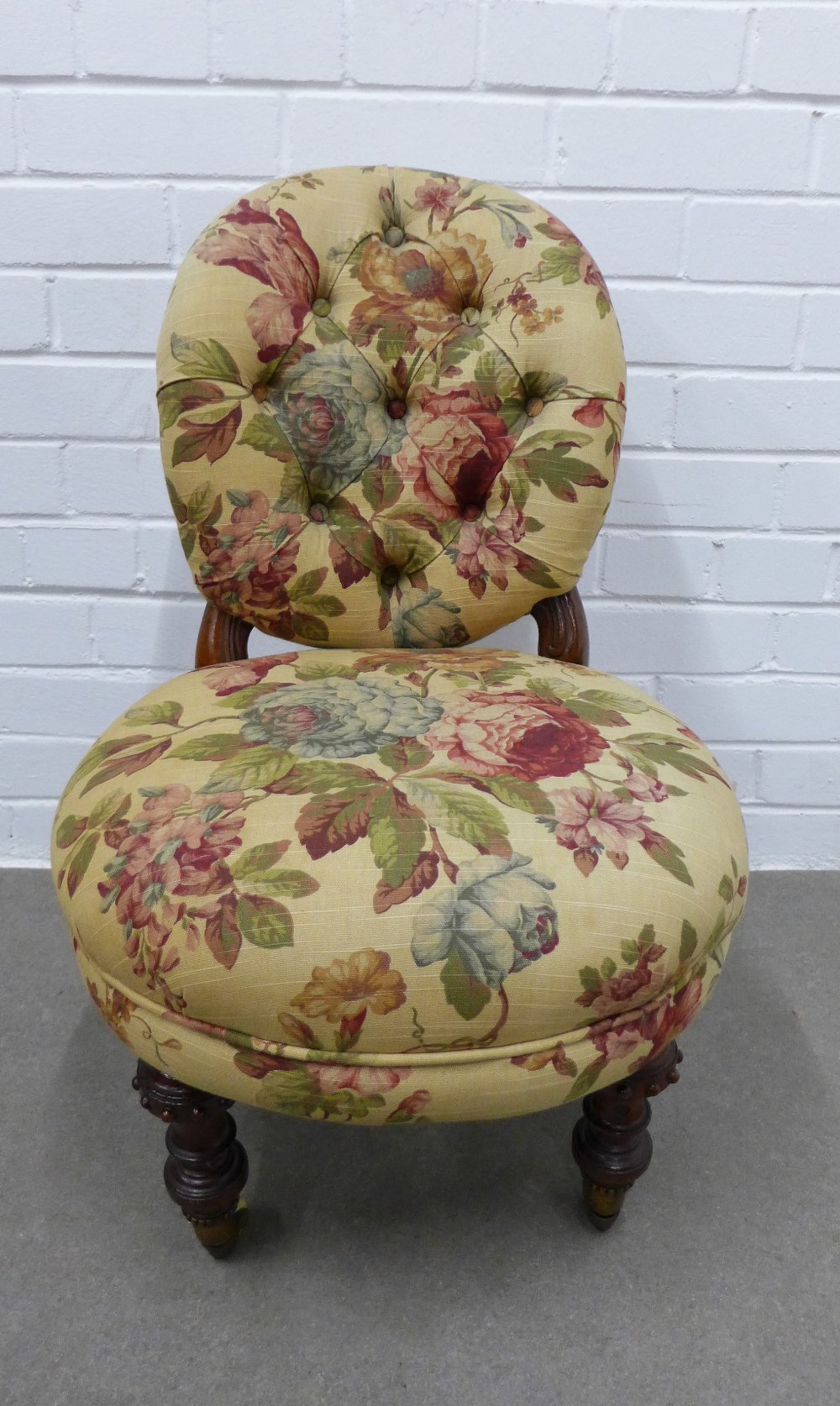 Early 20th century nursing chair with contemporary floral pattern upholstery, 71 x 45 x 37cm. - Image 3 of 3