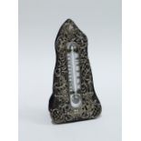 Victorian silver mounted desk thermometer, London 1897, 18cm