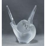 Lalique Cristal 'Sylvie' Doves glass vase, 20cm