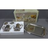 Silver plated tea and coffee set, boxed