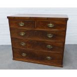 Georgian flame mahogany chest with two short and three long drawers, 92 x 105 x 45cm.