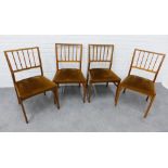 Set of four mid century spar back chairs with upholstered slip in seats. 86 x 51 x 47cm. (4)