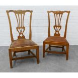 Two Wheeler of Arncroach oak 'Gossip' side chairs with leather drop in seats. 82 x 44 x 35cm. (2)
