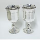 Pair of silver church goblets, knop stemmed with spreading circular footrim, Edinburgh 1823, 23cm (