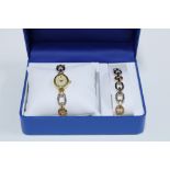 Rotary ladies wrist watch and matching bracelet, boxed set with blue leather presentation boxes