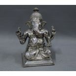 Hindu silver plated bronze figure of Ganesh, 17cm