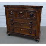 Miniature 19th century chest with a plain rectangular top above a single secret drawer above three