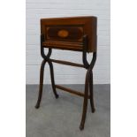 Edwardian mahogany folding Campaign writing desk, with satin inlaid shell paterae and leather fitted