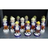 A group of fourteen Staffordshire and Scottish Toby pepper or pounce pots, 14cm (14)