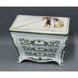 Royal Doulton 'Old Mother Hubbard' Series Ware biscuit casket, modelled in the form of a commode,