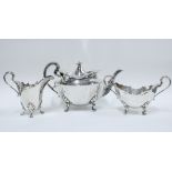 George V silver three piece teaset, Glasgow 1936, approx weight 1500 grams (3) (Please note: