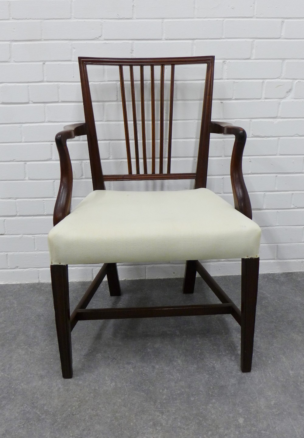 19th century mahogany open armchair with upholstered stuff over seat. 93 x 57 x 46cm. - Image 3 of 3