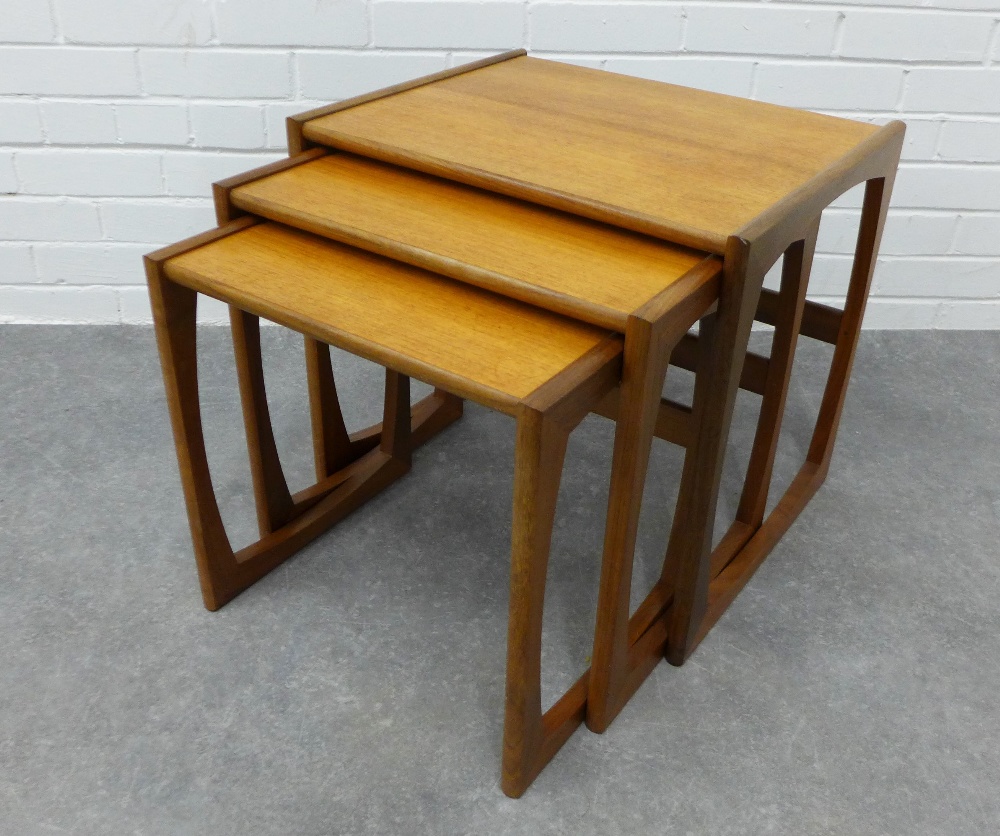 Retro teak nest of three tables. 50 x 54 x 43cm. (3)