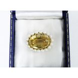 9ct gold pearl and citrine brooch, Edinburgh 1967, 3cm