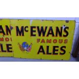 McEwan's Famous Ales, two early 20th century yellow enamel signs, 52 x 77cm (2)