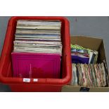 Collection of vintage vinyl LP's and 45's (2 boxes)