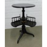 Victorian Aesthetic ebonised and parcel gilt revolving reading table. 73 x 43cm.