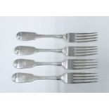 Set of four Victorian silver table forks, crested fiddle pattern, James Mackay Edinburgh 1839,