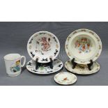 Wedgwood 'Big Top' plate and bowl together with Doulton Bunnykins pottery, etc (6)