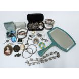 Large collection of silver and costume jewellery mostly vintage, together with a faux shagreen