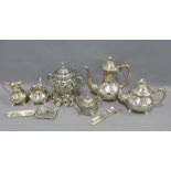 Collection of Epns wares to include a tea and coffee set, various teaspoons, butter dishes, etc (a