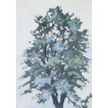 Wendy Wood (Scottish 1892-1981) 'Tree', gouache, signed and framed under glass, 36 x 50cm