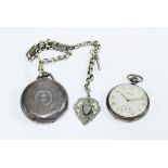 Dutch silver case open faced pocket watch, inscribed Horlogerie De Hoog together with a
