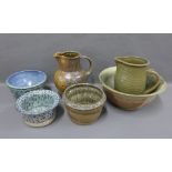 Collection of studio pottery, including two jugs and four bowls (6)