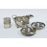 Pair of Hamilton & Inches silver dishes, Edinburgh 1954, Birmingham silver sauce boat and two silver