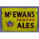 McEwan's Famous Ales, early 20th century yellow enamel sign 52 x 77cm