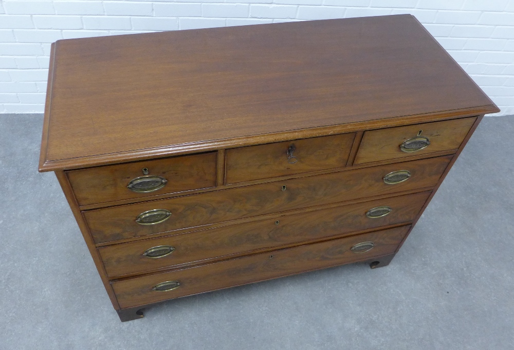 19th century mahogany chest with three short and three long drawers, on bracket feet. 94 x 121 x - Image 2 of 3