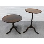 Mahogany pedestal wine table with another. 60 x 38cm. (2)