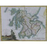 Antonio Zatta hand coloured map of Scotland - La Scozia, framed under glass, 40 x 32cm