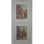 Bob Anderson, 'Forth Bridge - North West' a pair of watercolours, signed with monograms and framed