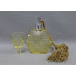 Art Deco style moulded glass scent bottle with an associated stopper 16cm