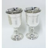 Pair of silver church goblets, knop stemmed with spreading circular footrim, Edinburgh 1823, 23cm (