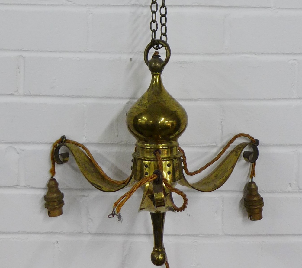 Early 20th century brass light fitting. 33 x 36cm.