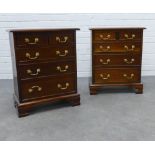 Pair of modern mahogany bedside chests. of traditional form, raised on ogee bracket feet, 68 x 56