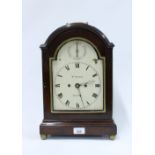 Mahogany and brass cased bracket clock, the dial inscribed Wm Cozens, London, with Roman numerals