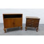 Serpentine three drawer cabinet together with a side cabinet both with cabriole legs, . 57 x 58 x
