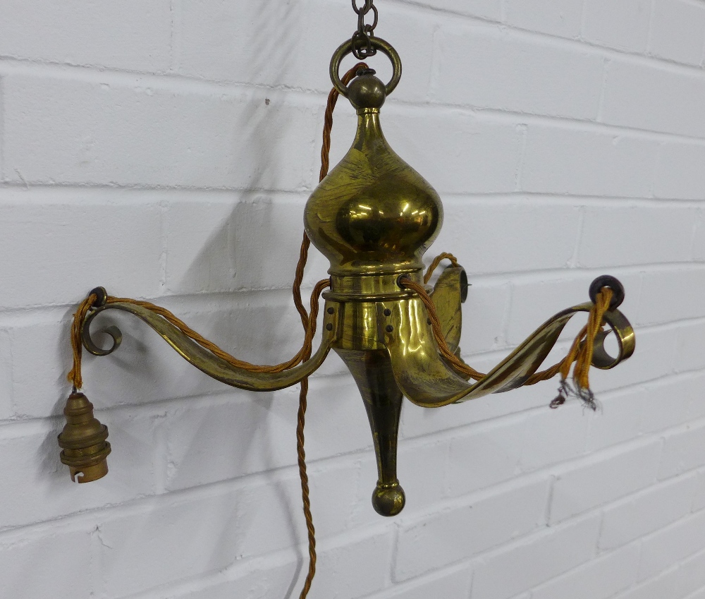 Early 20th century brass light fitting. 33 x 36cm. - Image 2 of 3