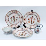 Set of three Chinese export plates together with an Imari jug and Chinese bowl (5) 22cm.