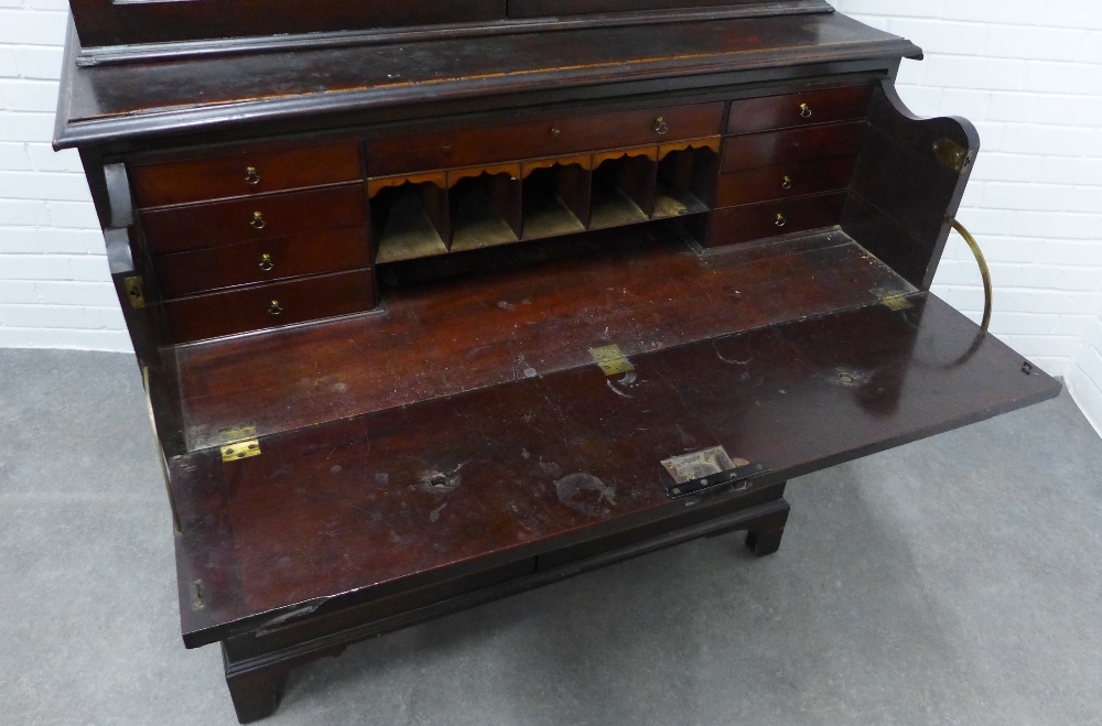 Georgian mahogany secretaire cabinet, the top with glazed doors and a shelved interior over a - Image 5 of 5