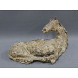 Stoneware horse, modelled lying, apparently unsigned, 36cm long