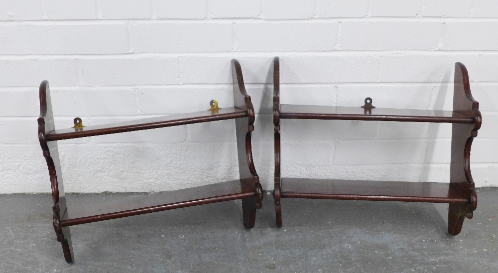 Pair of two-tier wall shelves, 39 x 41 x 15cm (2)