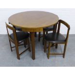 Retro dining table (76 x 105cm), together with a set of four chairs with faux vinyl seats,