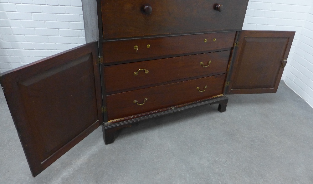 Georgian mahogany secretaire cabinet, the top with glazed doors and a shelved interior over a - Image 2 of 5